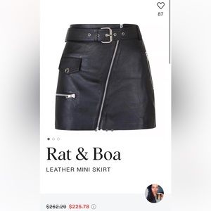 Rat & Boa Leather Christy Mini Skirt in Black Medium